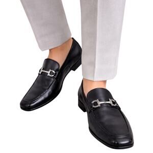 Salvatore Ferragamo Gancini Buckle Leather Loafer Black Size 9D